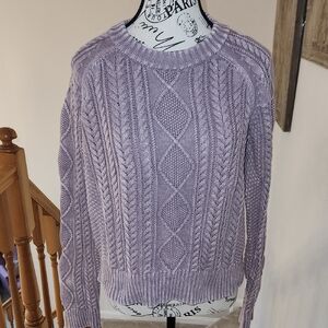 Faherty Sunwashed Purple Cable Sweater SZ M